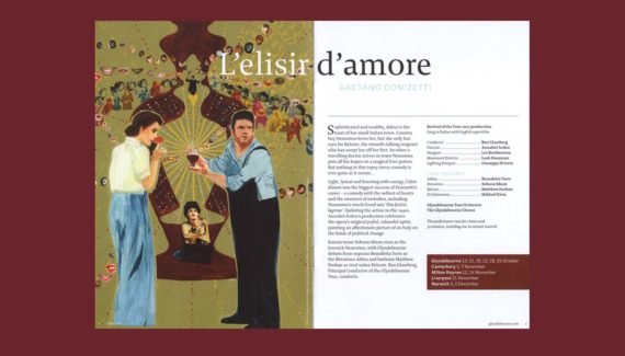 Glyndebourne Tour 2019 brochure L'elisir d'amore spread illustration