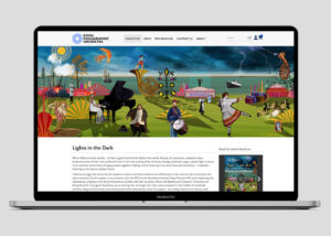 Royal Philharmonic Orchestra website - with 2025 Season illustrations 'Lights In The Dark' - painted collage landscape - Shadric Toop