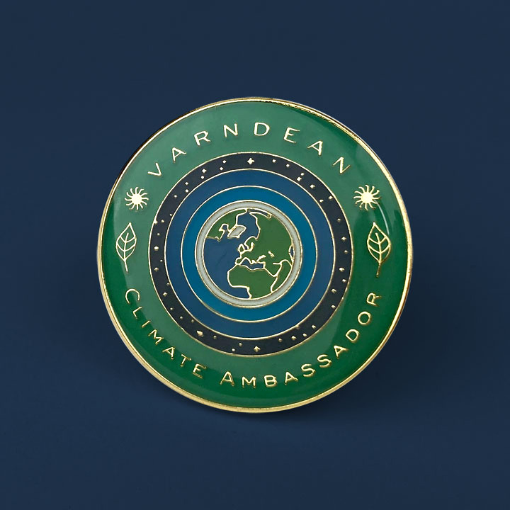 School Badges - Climate Ambassador, showing the planet earth - Toop Studio